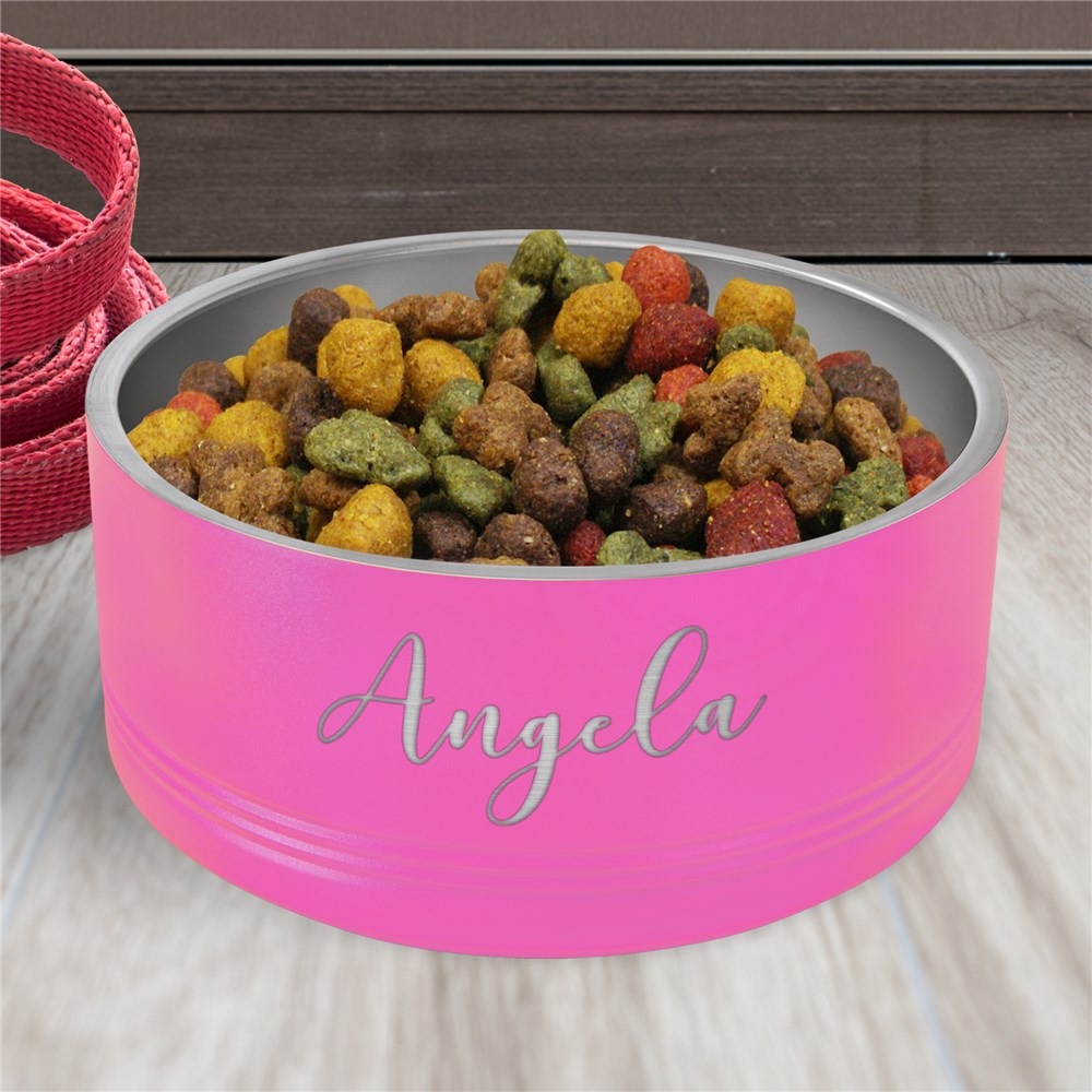 Engraved Block or Script Name Stainless Steel Pet Bowl