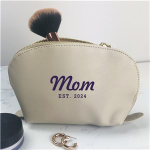Embroidered Mom Est. Vegan Leather Pouch L21267384GY