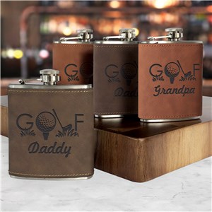 Engraved Golf Leatherette Flask L21442281X