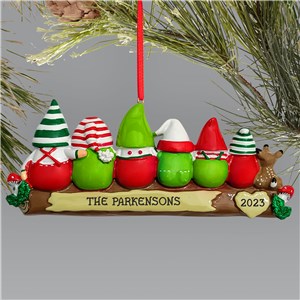 Sitting Gnome Family Personalized Christmas Ornament