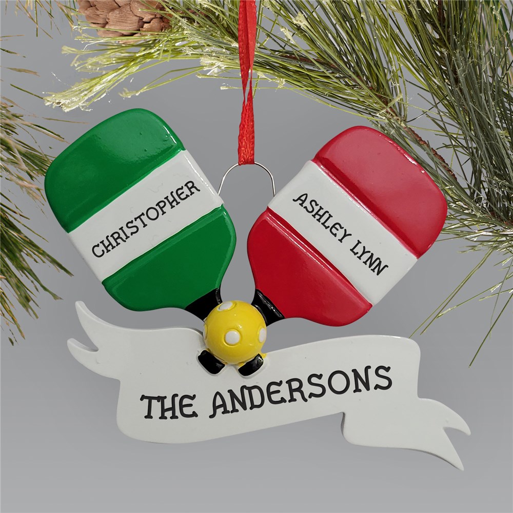 Personalized Pickleball Paddles Christmas Ornament