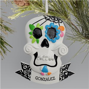 Personalized Dia De Los Muertos Skull Christmas Ornament
