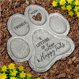 Engraved A Lifetime of Love & Happy Tails Paw Print Stone L21933399X
