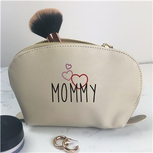 Embroidered 3 Hearts Vegan Leather Pouch L22016384GY
