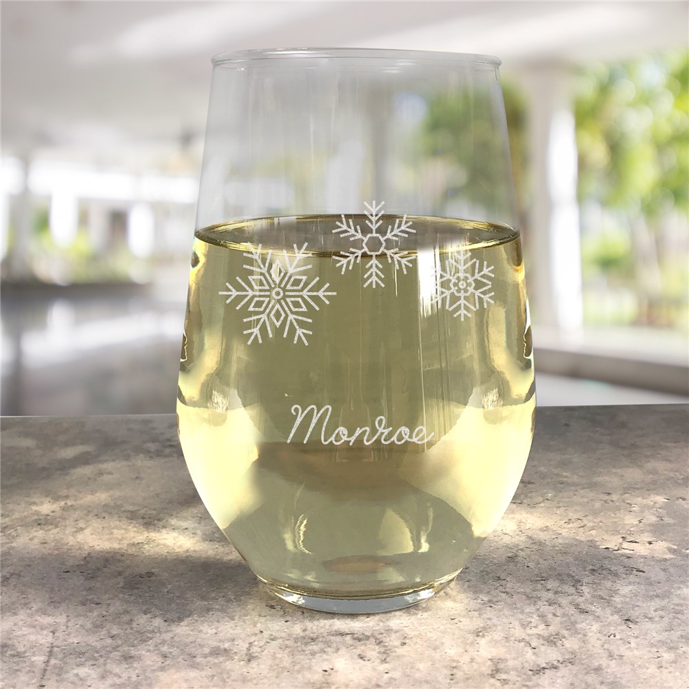 19 Oz. Wine Glass Engraved With Christmas Character