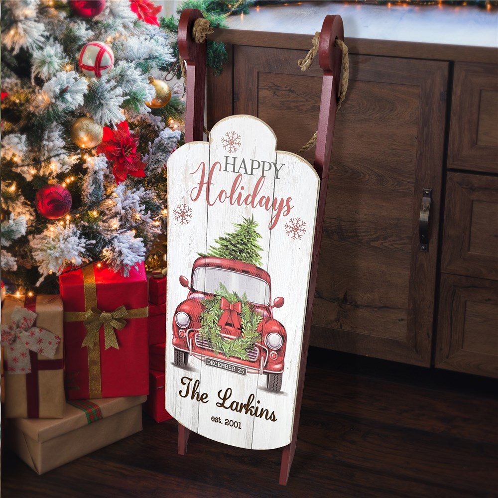 Old Fashioned Decorative Red Christmas Sled