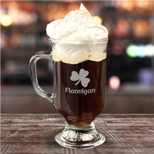 Personalized Shamrock Irish Coffee Mug Engraved