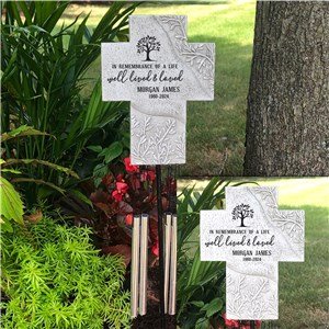 Engraved A Life Well Lived and Loved Cross Stake Chime L22119397