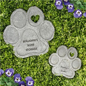 Engraved Personalized Message Paw Print Stone