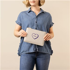 Embroidered Name Or Message In Heart Vegan Leather Clutch L22148366X