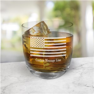 Engraved American Flag with Custom Message Whiskey Rocks Glass L22161196N