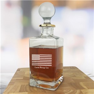 Engraved American Flag with Custom Message Gold Rim Decanter L22161387G