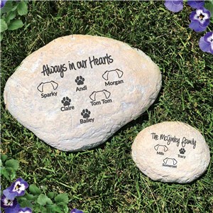 Engraved Dog Ears & Paw Prints Memorial Garden Stone L2217714X