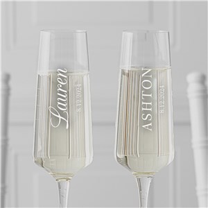 Engraved Name & Date Champagne Estate Glasses Set L22188352
