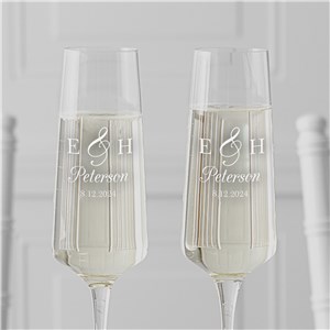 Engraved Initials & Last Name Champagne Estate Glasses Set L22189352