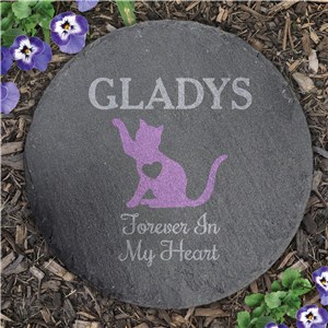 Personalized Assorted Animals With Round Memorial Slate Stone L22269414UV