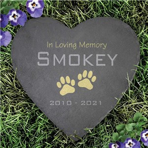 Personalized Pet Memorial Heart Slate Stone L22271415UV