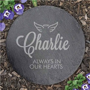 Engraved Always In Our Hearts Round Slate Stone L22273414