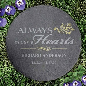 Personalized Memorial Round Slate Stone L22274414UV