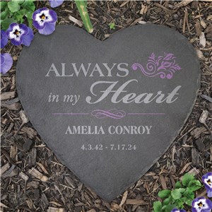 Personalized Memorial Heart Slate Stone L22274415UV