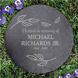 Engraved Planted In Memory Of Round Slate Stone L22276414