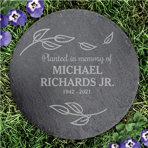 Engraved Planted In Memory Of Round Slate Stone L22276414