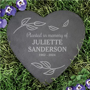 Engraved Planted In Memory Of Heart Slate Stone L22276415