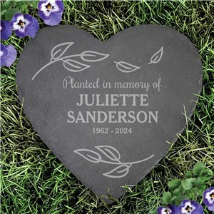 Engraved Planted In Memory Of Heart Slate Stone L22276415