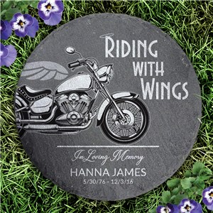 Personalized Riding with Wings Round Slate Stone  L22348414