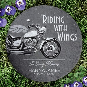 Personalized Riding with Wings Round Slate Stone  L22348414