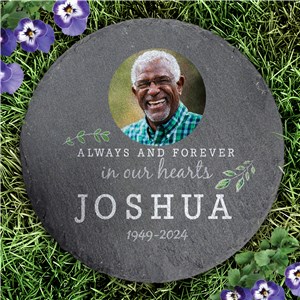 Personalized In Our Hearts Round Slate Stone L22464414