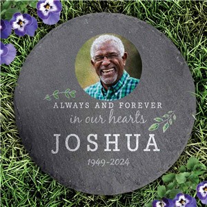 Personalized In Our Hearts Round Slate Stone L22464414