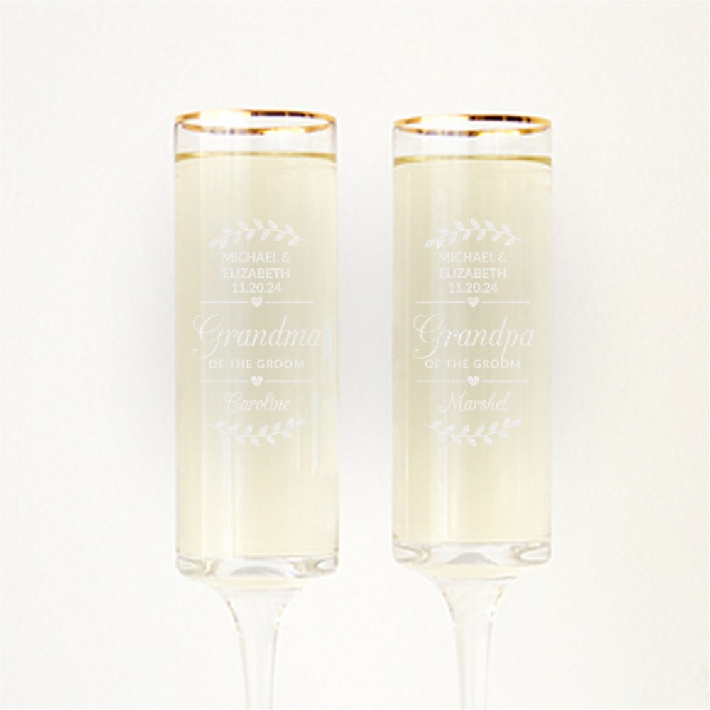 Personalized Gold Accented Champagne Flutes