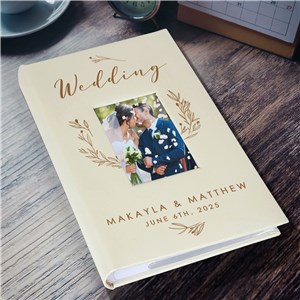 Engraved Wedding Wreath Large Leatherette Photo Album L22599407L