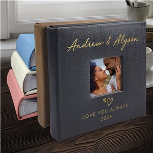 Engraved Hand Drawn Hearts Leatherette Photo Album L23158407X