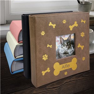 Engraved Paws and Bones Pet Leatherette Photo Album L23191407X