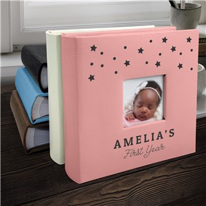 Engraved Baby Stars Leatherette Photo Album L23196407X