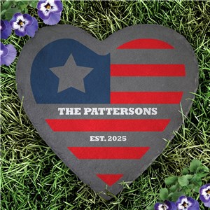 Personalized American Flag Heart Slate Stone L23468415