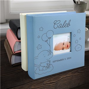 Engraved Baby Boy Elephant Leatherette Photo Album L23870407X
