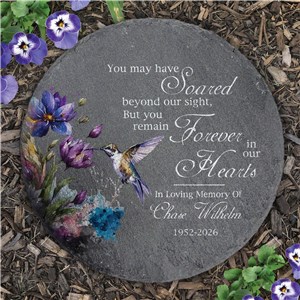 Personalized Hummingbird Memorial Slate Round Stone L24095414