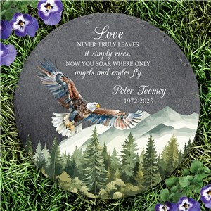 Personalized Eagles and Angels Memorial Slate Round Garden Stone L24103414