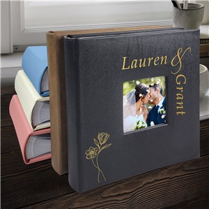 Engraved Floral Names Leatherette Photo Album L24119407X