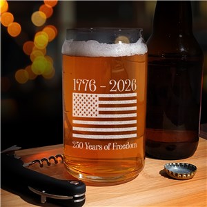 Engraved 250 Years of Freedom Beer Can Glass L24535118