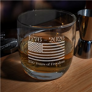 Engraved 250 Years of Freedom Whiskey Rocks Glass L24535196N