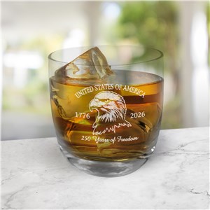 Engraved United States Of America Eagle Head Whiskey Rocks Glass L24547196N