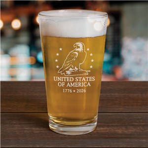 Engraved United States Of America Eagle Pint Glass L24548142