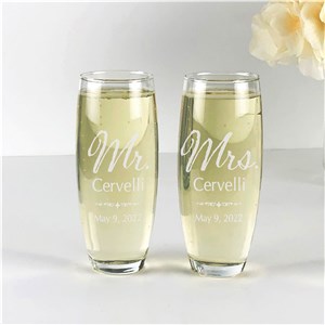 Personalized Toasting Flutes | Engraved Wedded Couple Glasses