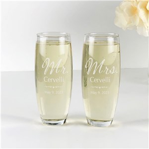 Personalized Toasting Flutes | Engraved Wedded Couple Glasses