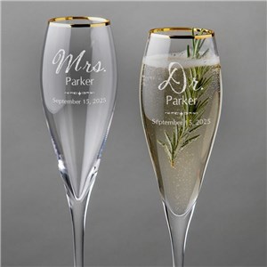 Engraved Mr. and Mrs. Wedding Toasting Champagne Flute Set