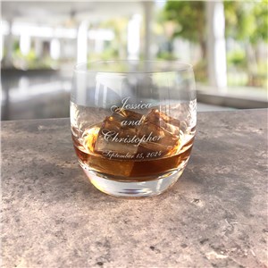Engraved Wedding Couple Whiskey Glass L2736343